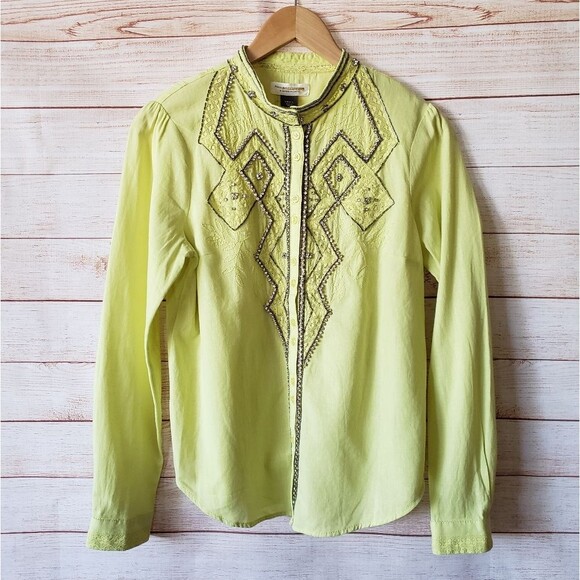 Pilcro Nayeli Beaded Embellished Western Style Shirt Blouse Cotton Size Small - Picture 4 of 13